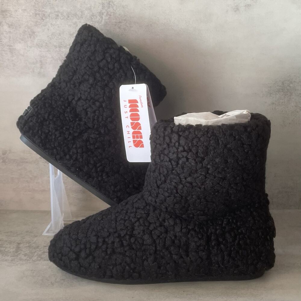 Freedom Moses Indica Black Sherpa Teddy Booties Womens US 5 NWT